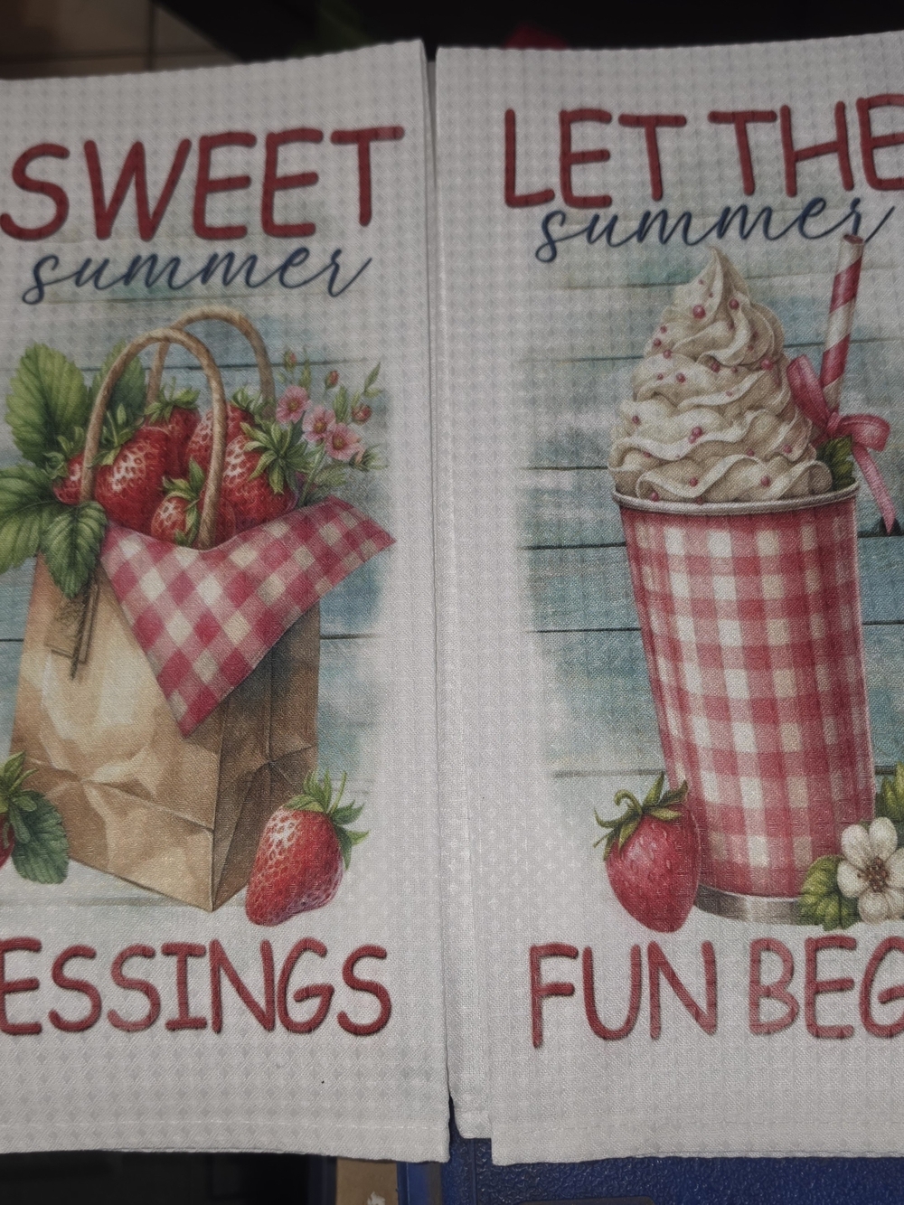 Sweet Summer Red & Pink Kitchen Towels